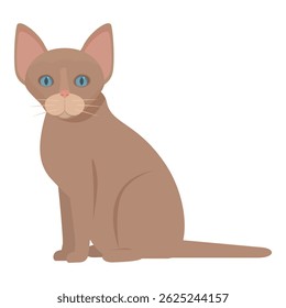 Illustration of a brown cat sitting with its tail out behind it