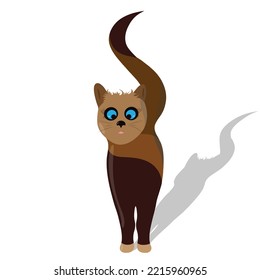 Illustration of brown cat. Symbol of kitty and pet animal on white background.