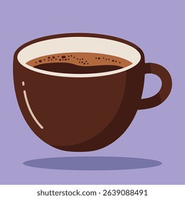 Illustration of a brown coffee mug with steam.