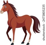 illustration brown color cartoon horse