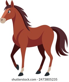 illustration brown color cartoon horse