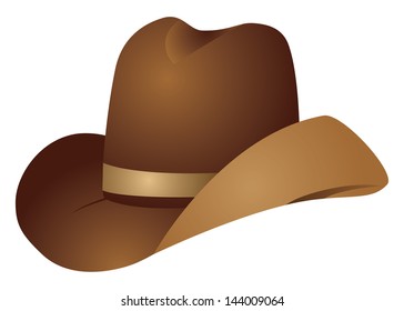 Illustration of brown cowboy hat on white background.