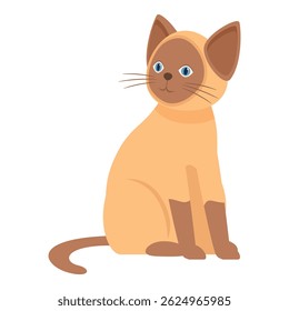 Illustration of a brown and cream colored siamese cat sitting and looking to the side