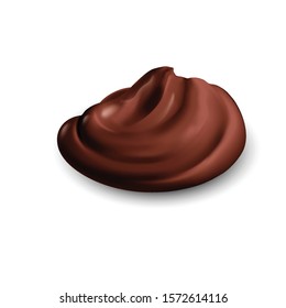 Illustration of Brown Cream Sauce or Syrup Drop. Brown Cream Chocolate Texture Isolated on White Backdrop. Illustration Ice Cream Product Swatch