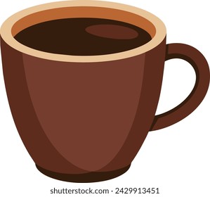 Illustration of a brown cup of coffee on a white background