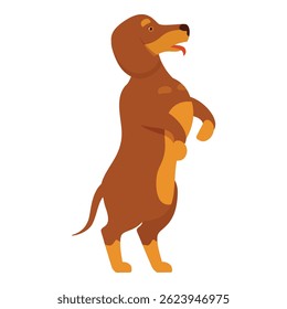Illustration of a brown dachshund standing on its hind legs