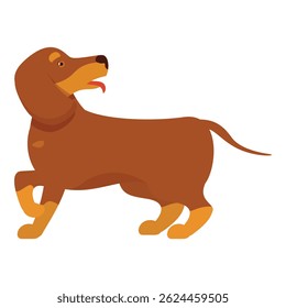 Illustration of a brown dachshund walking with its tongue out