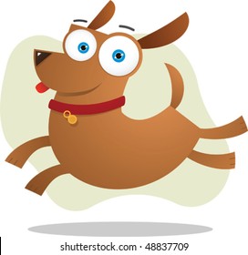Illustration of brown dog jumping