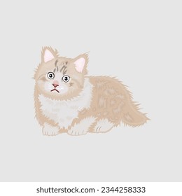 illustration of a brown domestic cat with an adorable and friendly expression,