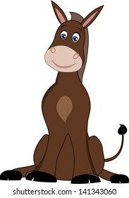 illustration of brown donkey on white