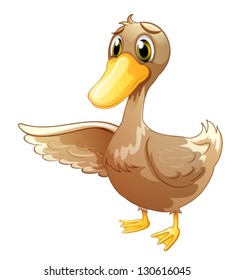 Illustration brown duck white background