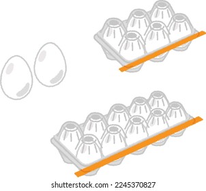 Illustration of a brown egg and an egg in a pack
