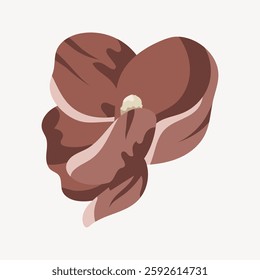 Illustration of a brown flower with abstract petals. The flower features soft, curved lines. Brown flower with abstract design and soft petals. Isolated vector illustration.