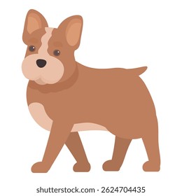 Illustration of a brown french bulldog walking on a white background