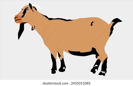 illustration of a brown goat on a gray background