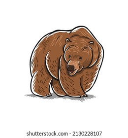 Illustration des braunen Grizzlybären in handgezeichnet