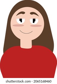 Illustration of a brown haired girl. Isolated on white background. Idea for stickers, printing, children's book, advertising