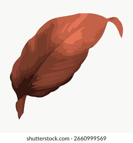 Ilustración de una hoja marrón, hoja marrón con textura detallada, aislada en blanco. El diseño de hoja marrón añade un toque natural. Perfecto para proyectos de temática otoñal. Vector botánico.