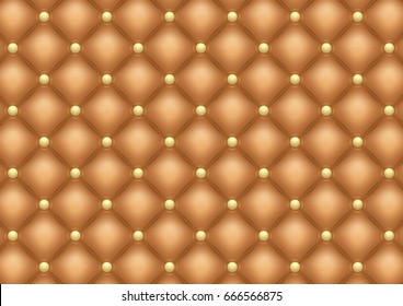 Illustration of brown leather upholstery background with gold buttons
