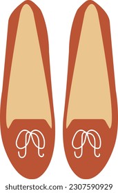 Illustration of brown low heel shoes in ribbon style. Modern and stylish shoes that are suitable for formal or informal events