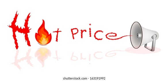 An Illustration Brown Megaphone or Loudspeaker Announcing HOT SALE Isolated on White Background 