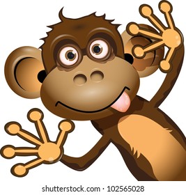 illustration a brown monkey on a white background