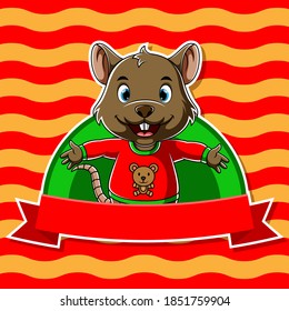 The illustration of the brown mouse standing with the frame for the restaurant's logo inspirations