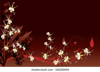 illustration with brown orchids on dark background