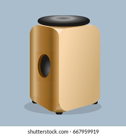 Illustration of a brown peruvian percussion musical instrument cajon in a vector