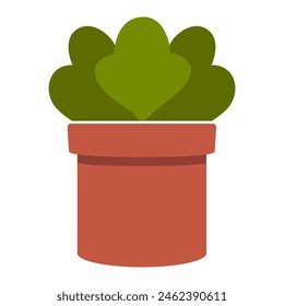 Ilustración de una olla marrón con plantas