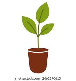 Illustration of a brown pot with plants