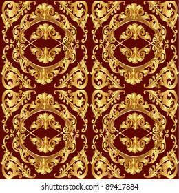 illustration brown seamless texture with gold(en) pattern