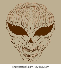 illustration brown skull