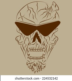 illustration brown skull