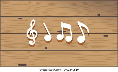 Illustration Brown Table Music Symbols Stock Vector (Royalty Free ...