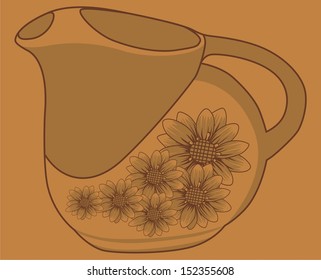 illustration brown teapot