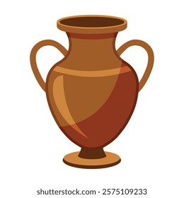 Illustration of brown vase with two handles on white