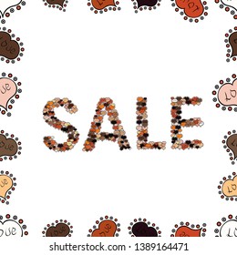 Illustration in brown, white and black colors. Premium handmade vector lettering phrase for social media,invitation, greeting card, t-shirt, prints, banners and posters. Vector. Sale. Seamless pattern