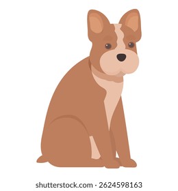 Illustration of a brown and white french bulldog sitting in side view