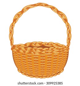 Empty Wicker Basket Isolated On White Stock Vector (Royalty Free ...