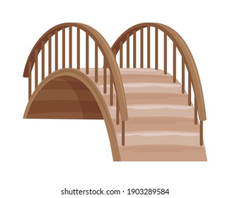 Illustration of brown wooden bridge on white background.