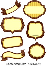 Ilustración de etiquetas de productos de la tienda en blanco y marrón