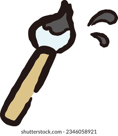 Illustration of a brush with black paint (ink)