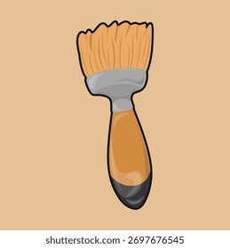 illustration of a brush for painting or painting something, a medium brown brush art tool
