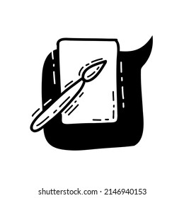 Illustration of a brush as a symbol of creativity in black color in a doodle style