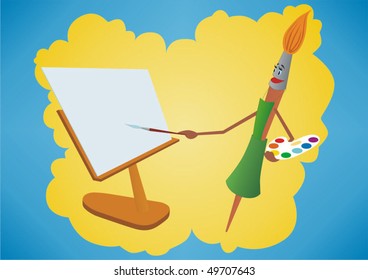 Illustration brushes, artist, painting a picture of the gathering.