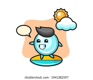 Ilustración de dibujos animados de burbujas haciendo surf en la playa