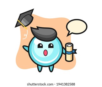 Illustration of bubble cartoon throwing the hat at graduation