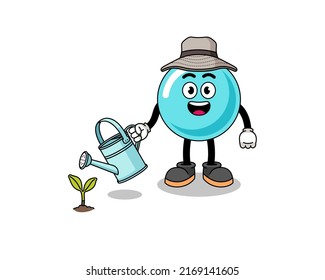 Illustration of bubble cartoon watering the plant , character design
