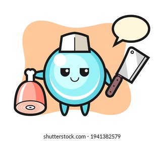 Illustration of bubble character as a butcher